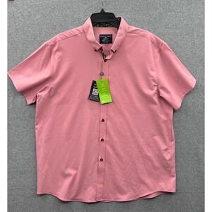 NEW Society of Threads Men's Pink Short Sleeve Button Up Shirt XXL Regular Fit